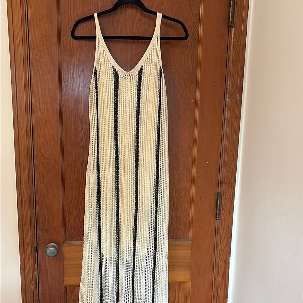 A New Day Cream and Blue Sleeveless Maxi Dress